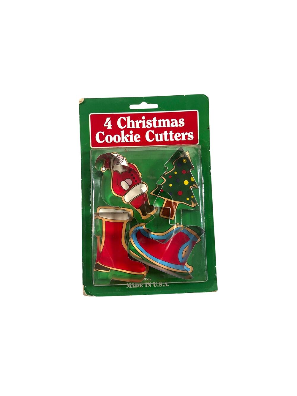 Vintage Fox Run Christmas Cookie Cutters Set 4 Sleigh Santa Tree Stocking USA NO